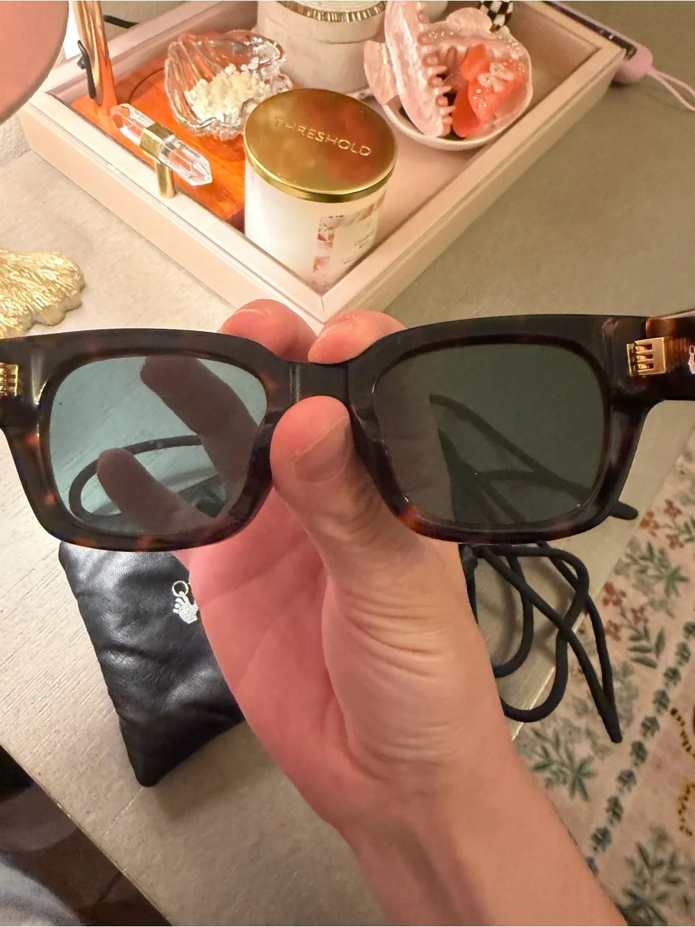 Off-White Tortoiseshell Square Sunglasses with Dark Lenses